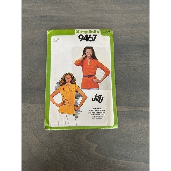Simplicity Vintage Uncut Misses Jiffy Pullover Top Size 10 Pattern No 9467 - Picture 1 of 8